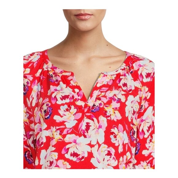 The Pioneer Woman Womens Red Floral Print Dress Size XXL 3-4 Sleeve - Picture 10 of 15